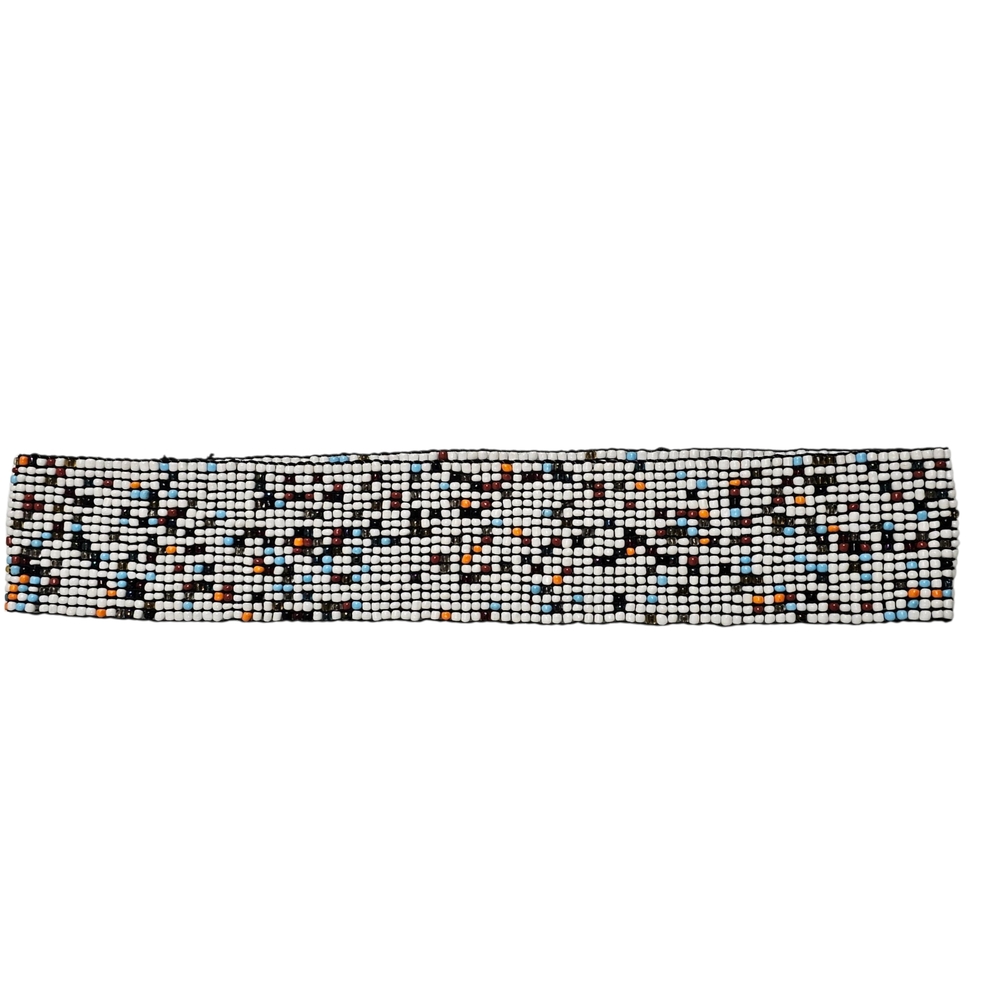 Vintage Woven Seed Bead Stretch Elastic Multicolor Wide Belt Boho Y2K Western